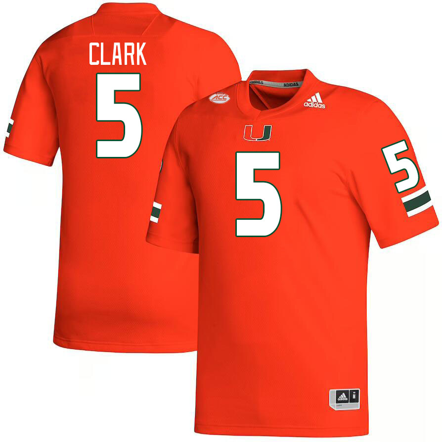 Men #5 C.J. Clark Miami Hurricanes College Football Jerseys Stitched-Orange